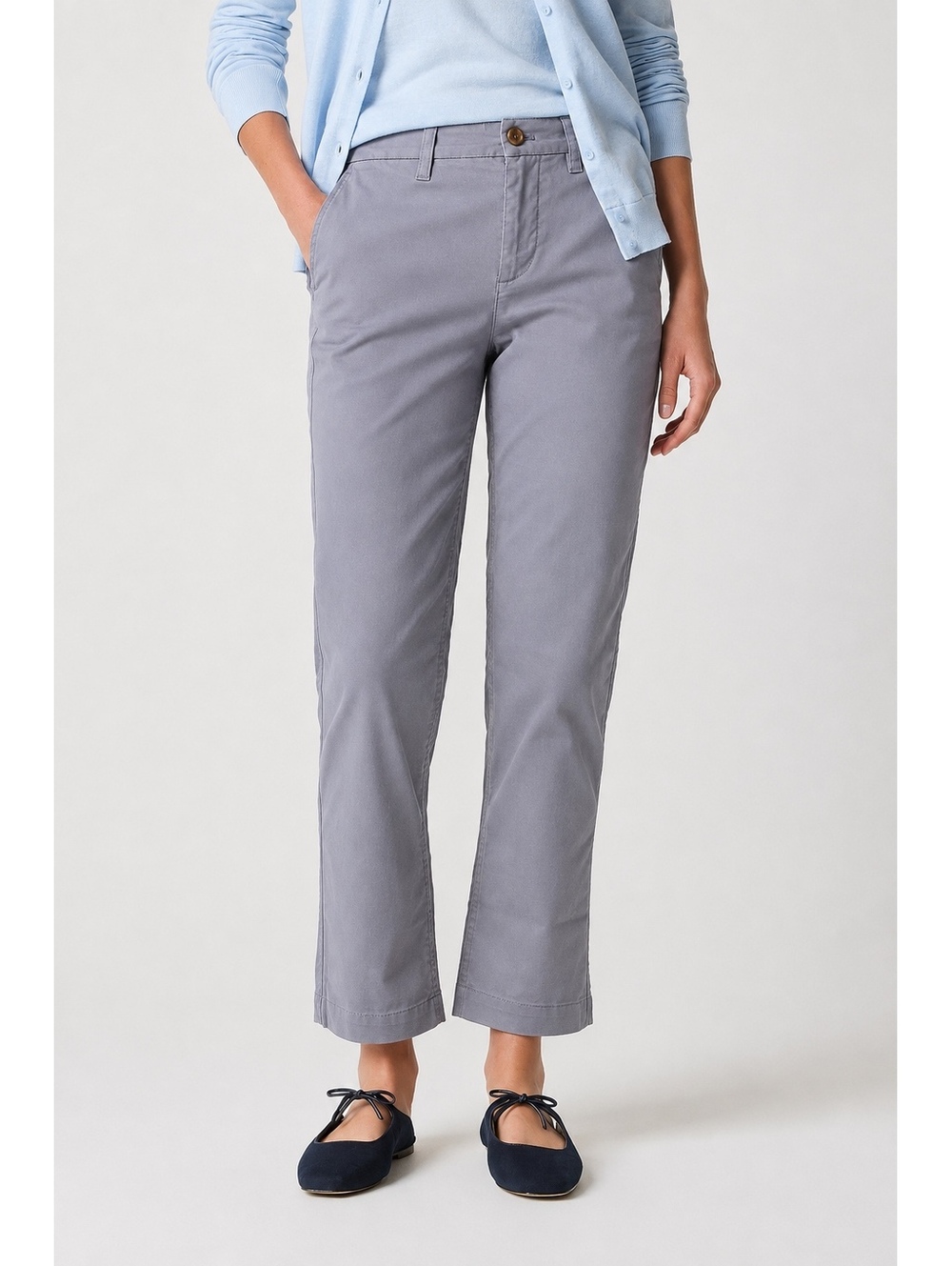 J.Crew High-Rise Girlfriend Chino Pants Size 6 Gray Straight Leg Cotton Stretch